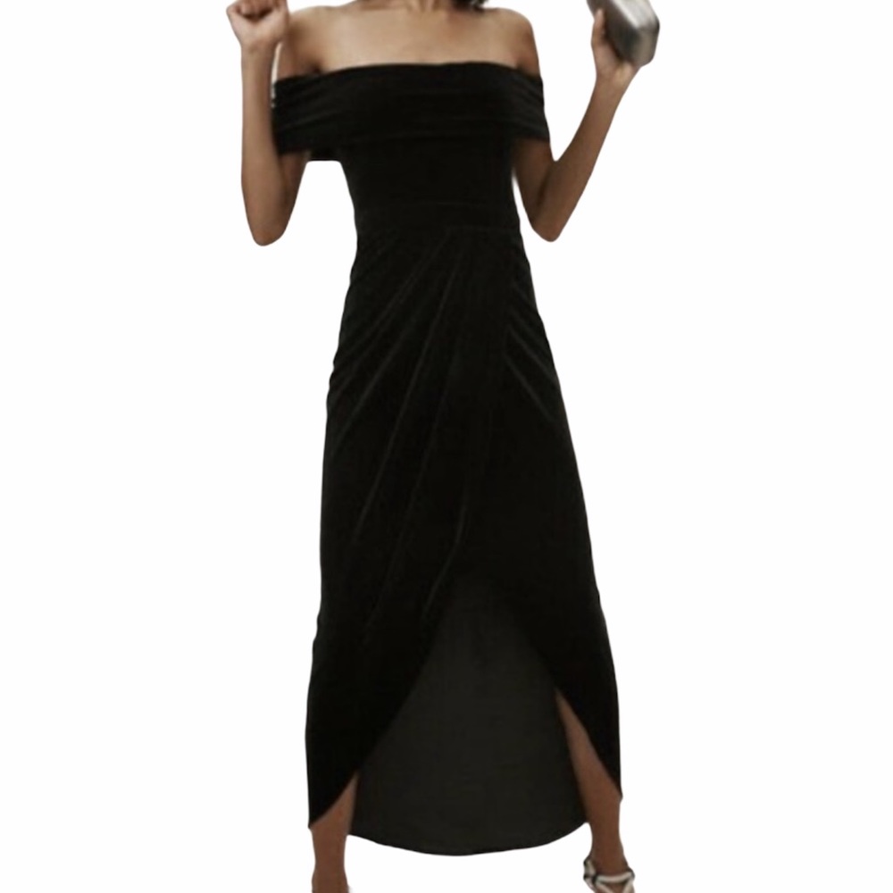 BHLDN Edison Velvet Dress in Black Size 10 NWT